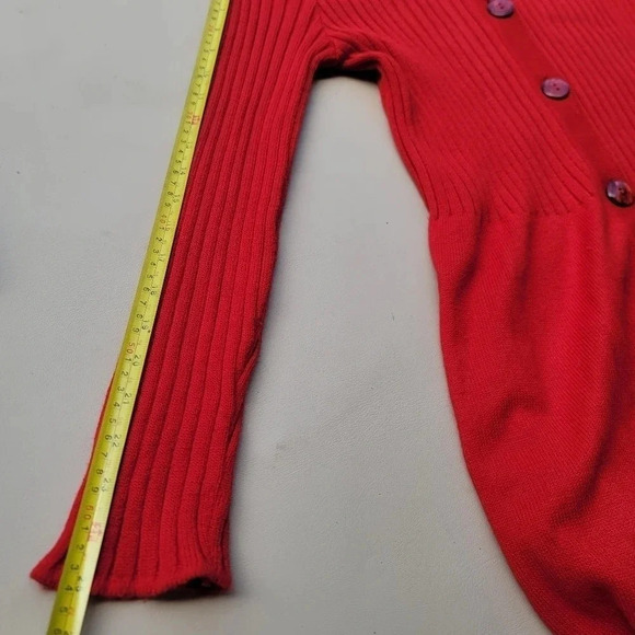 Jessica Howard Red Sweater Midi Dress Long Sleeves Front Buttoned Pockets Knit L - Picture 10 of 16